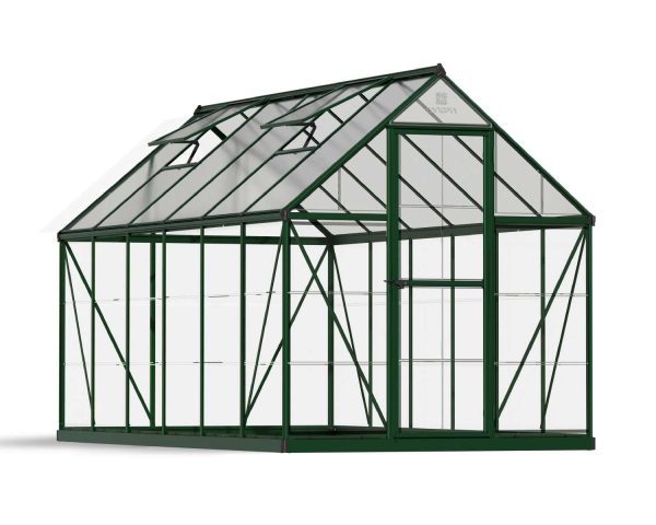 Greenhouse Hybrid 6' x 12' Kit - Green Structure & Hybrid Glazing