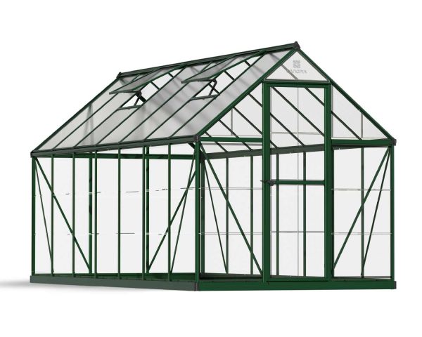 Greenhouse Hybrid 6' x 14' Kit - Green Structure & Hybrid Glazing