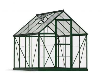 Greenhouse Hybrid 6' x 8' Kit - Green Structure & Hybrid Glazing
