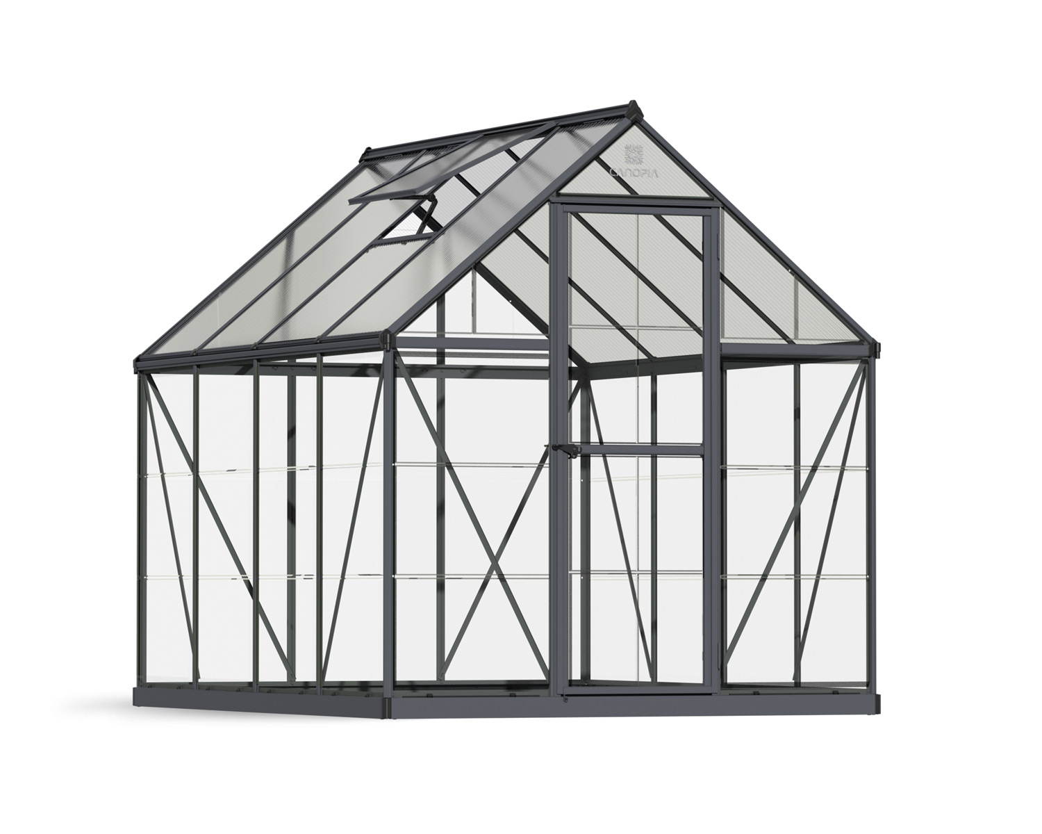 Greenhouse Hybrid 6' x 8' Kit - Grey Structure & Hybrid Glazing