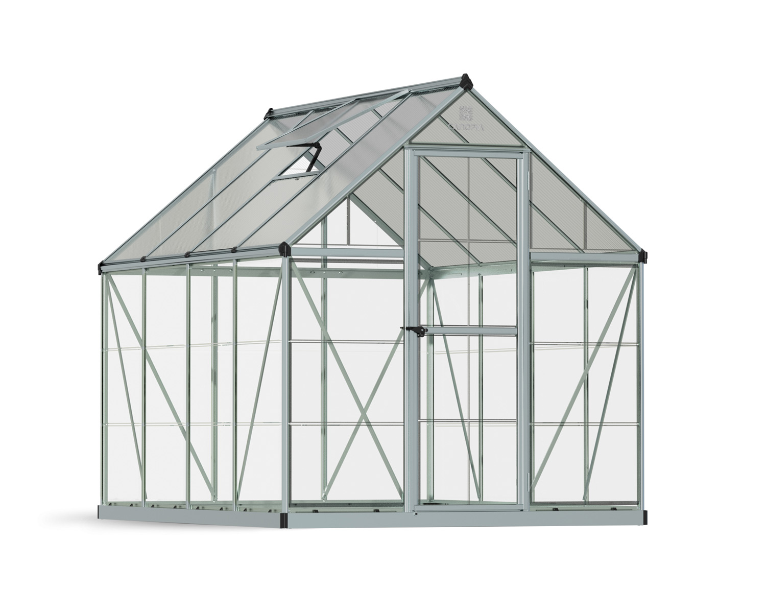 Greenhouse Hybrid 6' x 8' Kit - Silver Structure & Hybrid Glazing
