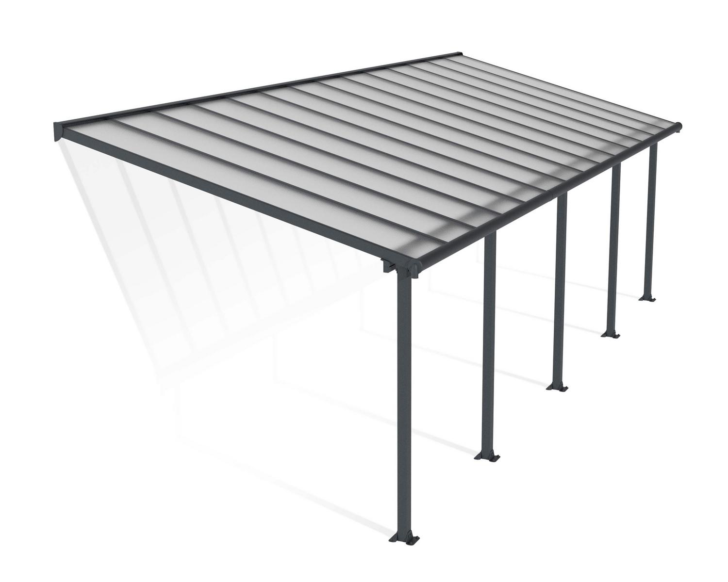 Patio Cover Kit Olympia 3 ft. x 8.50 ft. Grey Structure & Clear Multi Wall Glazing