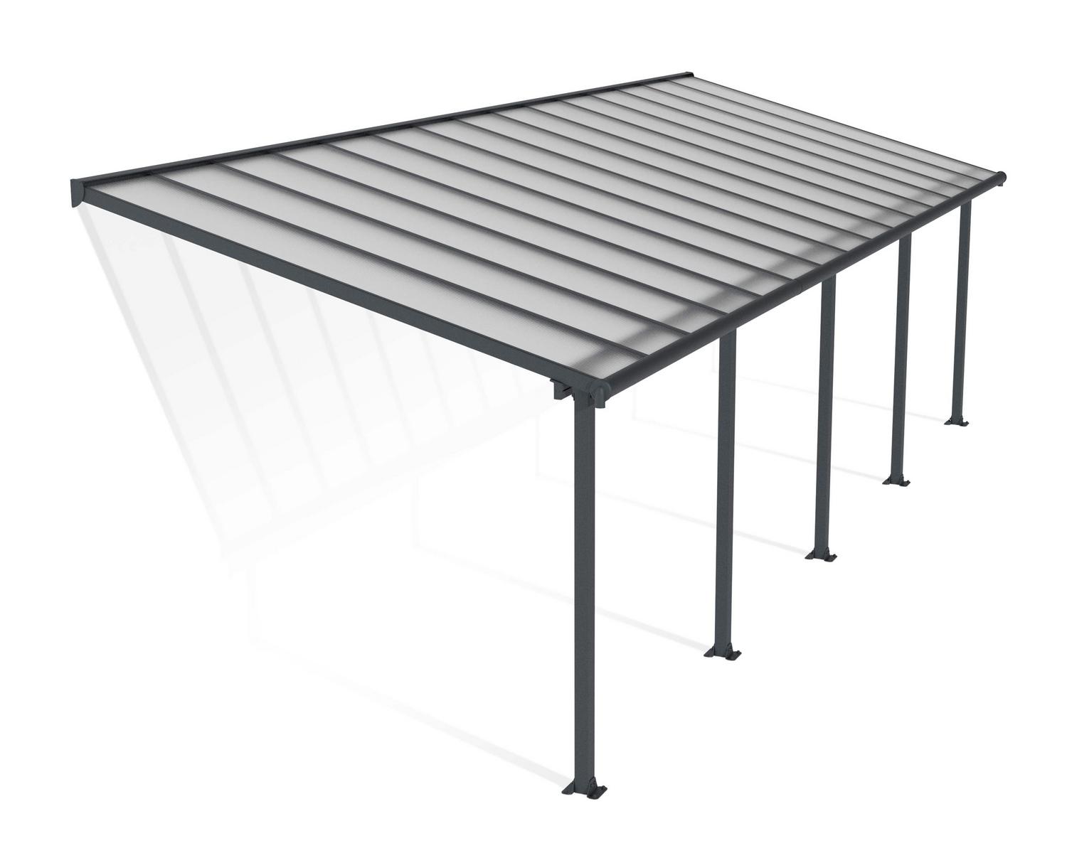 Patio Cover Kit Olympia 3 ft. x 9.15 ft. Grey Structure & Clear Multi Wall Glazing