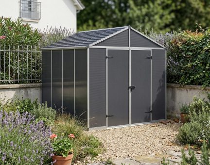 Abri de jardin Rubicon 7.2 m² Couleur Grise et panneaux en polycarbonate