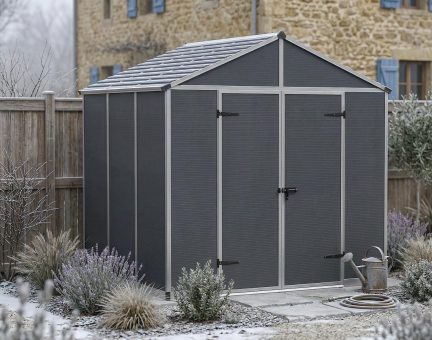 Abri de jardin Rubicon 7.2 m² Couleur Grise et panneaux en polycarbonate