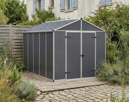 Abri de jardin Rubicon 7.9m² Couleur Grise et panneaux en polycarbonate