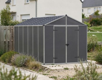 Abri de jardin Rubicon 10.7m² Couleur Grise et panneaux en polycarbonate