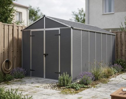 Abri de jardin Rubicon 12.5m² Couleur Grise et panneaux en polycarbonate