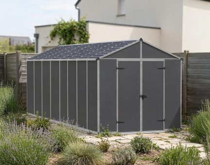 Abri de jardin Rubicon 14.2m² Couleur Grise et panneaux en polycarbonate