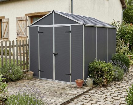 Abri de jardin Rubicon 5.4 m² Couleur Grise et panneaux en polycarbonate