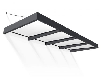 Marquise de porte Sophia XL 140 x 379 cm Structure Grise, Panneaux Translucide