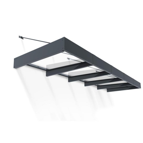 Palram Canopia Door Awnings Sophia XL 4.7x15.5 1.4x4.7 Grey Clear CutOut 1