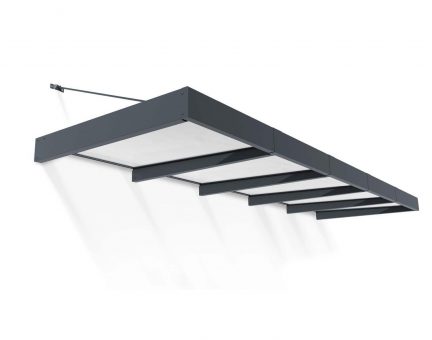 Marquise de porte Sophia XL 140 x 471 cm Structure Grise, Blanc Translucide