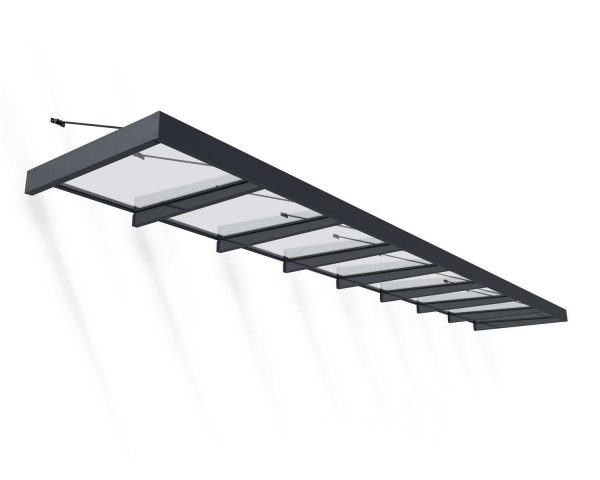 Palram Canopia Door Awnings Sophia XL 4.7x24.8 1.4x7.5 Grey Clear CutOut 1