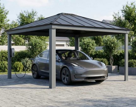 Carport Colorado 4.3 x 5 m - Structure aluminium grise & toiture polycarbonate