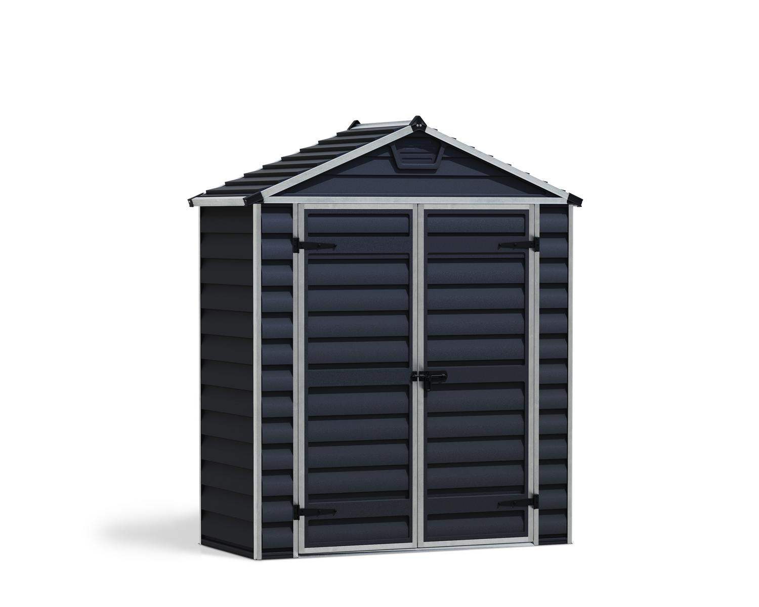 Skylight 6 ft. x 3 ft. Plastic Storage Shed with Midnight Grey Polycarbonate Walls & Aluminium Frame