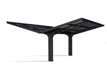 Carport wings Double Sydney 5.4 x 5.9 m - Structure Noire et panneaux ondulés
