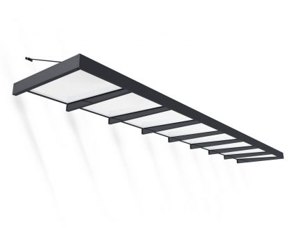 Marquise de porte Sophia XL 140 x 750 cm Structure Grise, Panneaux Translucide
