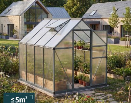 Serre de jardin Mythos 4.6m² aluminium Structure grise & Polycarbonate alvéolaire