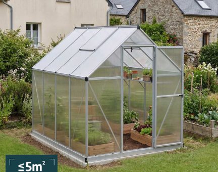 Serre de jardin Mythos 4.6m² aluminium Structure argent & Polycarbonate alvéolaire
