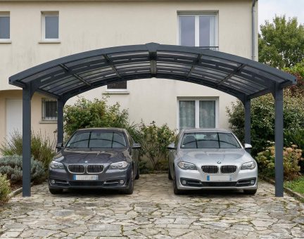 Carport Arizona Arche Double Breeze 289 x 495 cm - Structure grise et panneaux Solide 