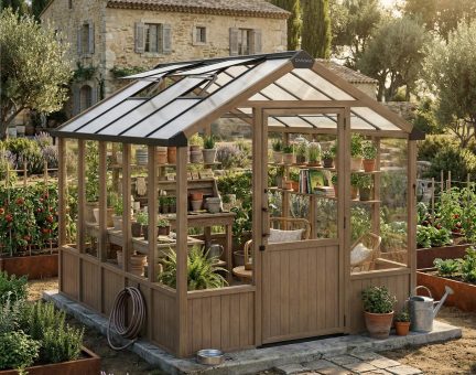 Kit Serre Natura Bois de Cèdre 9.4m² - Panneaux en polycarbonate transparent 