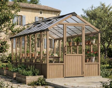 Kit Serre Natura Bois de Cèdre 12.9m² - Panneaux en polycarbonate transparent 