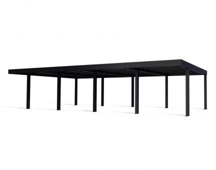 Oslo 6 x 12 m Carport Kit - Structure noire Panneaux gris opaques à double paroi