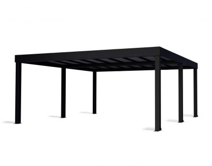 Oslo 6 x 6 m Double Carport Kit - Structure noire & Panneaux gris opaques à double paroi