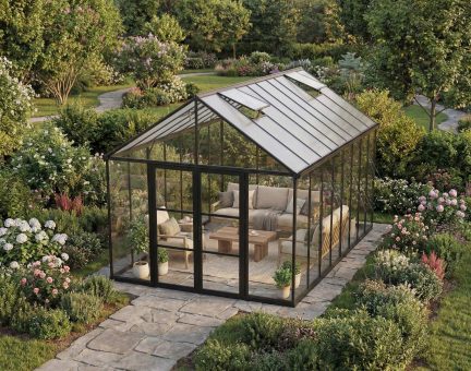 Serre de jardin Aria 18.8m² - aluminium Structure noir & Polycarbonate transparent cristallin