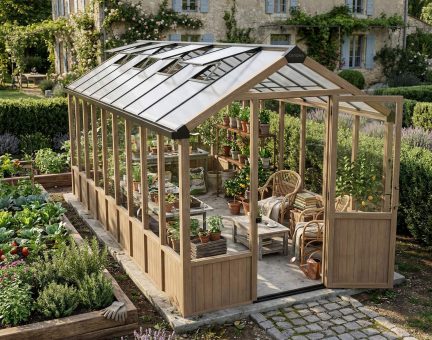 Kit Serre Natura Bois de Cèdre 16.6m² - Panneaux en polycarbonate transparent 