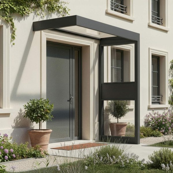 Palram-Canopia_Door_Awnings_Sopia Side Wall_3x7_1x2,2_Grey_Clear_Summer_FR