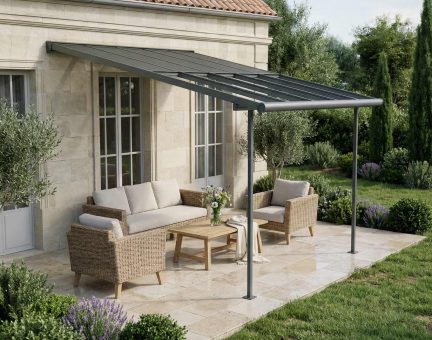 Pergola Sierra Cabrio 3X3 - Structure en Aluminium gris et panneaux Opaque Gris