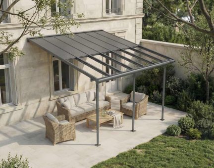 Pergola Sierra Cabrio 3X4.3 - Structure en Aluminium gris et panneaux Opaque Gris