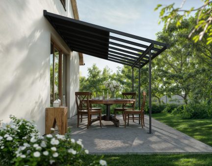 Pergola Sierra Cabrio 3X4.3 - Structure en Aluminium gris et panneaux Opaque Gris