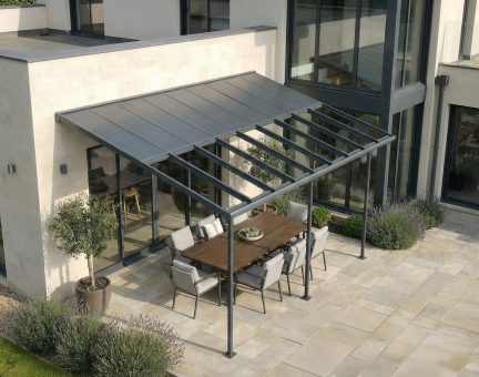 Pergola Sierra Cabrio 3X5.6 - Structure en Aluminium gris et panneaux Opaque Gris