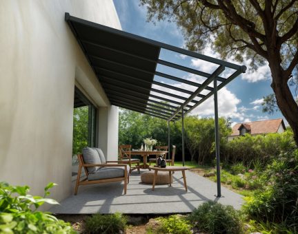 Pergola Sierra Cabrio 3X6.2 - Structure en Aluminium gris et panneaux Opaque Gris