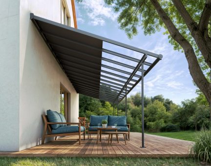 Pergola Sierra Cabrio 3X9.2 - Structure en Aluminium gris et panneaux Opaque Gris