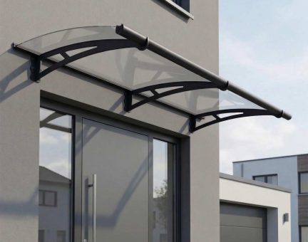 Aquila Pultvordach 205,5 cm x 91 cm x 17,5 cm in Grau, mit Transparent Paneele