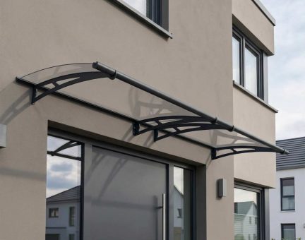 Aquila Pultvordach 302 cm x 91 cm x 17,5 cm in Grau, mit Transparente Paneele