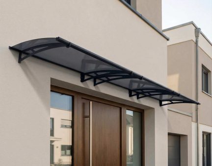 Aquila Pultvordach 453,5 cm x 91 cm x 17,5 cm in Solargraue, mit Transparente Paneele