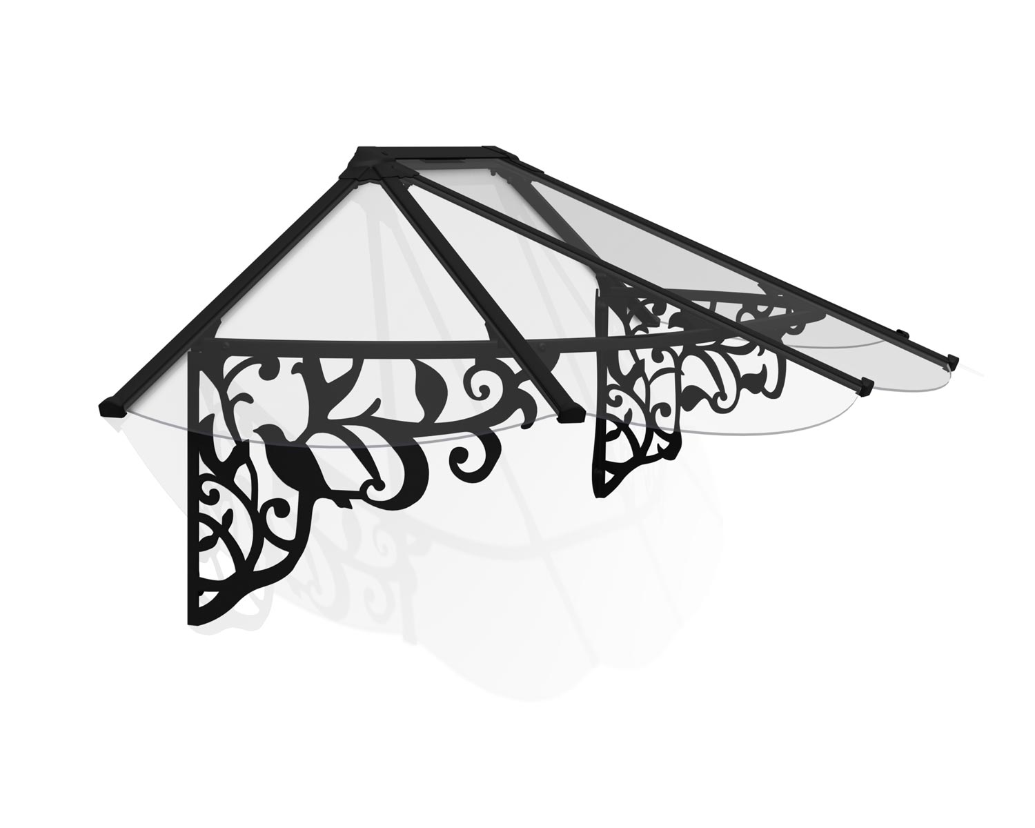 Door Awning Lily 3 ft. x 7 ft. Black Structure & Clear Glazing