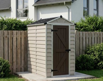 Skylight Kunststoff-Gerätehaus 121cm x 177cm, Hellbraun Polycarbonatplatten