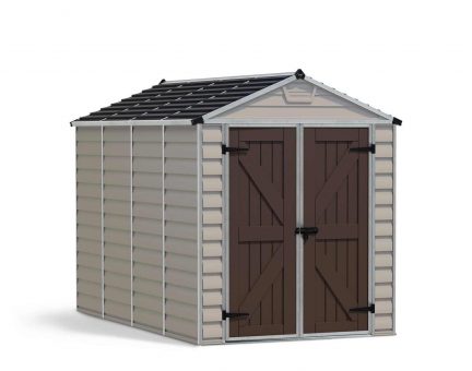 Skylight 6 ft. x 10 ft. Plastic Storage Shed with Tan Polycarbonate Walls & Aluminium Frame