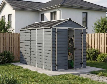 Skylight Kunststoff-Gerätehaus 185cm x 378cm, Grau Polycarbonatplatten