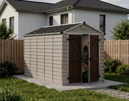 Skylight Kunststoff-Gerätehaus 185cm x 378cm, Hellbraun Polycarbonatplatten