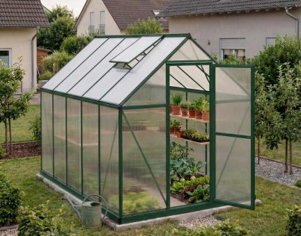 Mythos Gewächshaus 185x306 cm - Grün Aluminiumrahmen mit Polycarbonatplatten