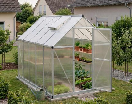 Mythos Gewächshaus 185x306 cm - Silber Aluminiumrahmen mit Polycarbonatplatten