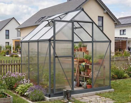 Mythos Gewächshaus 185x186 cm - Grau Aluminiumrahmen mit Polycarbonatplatten