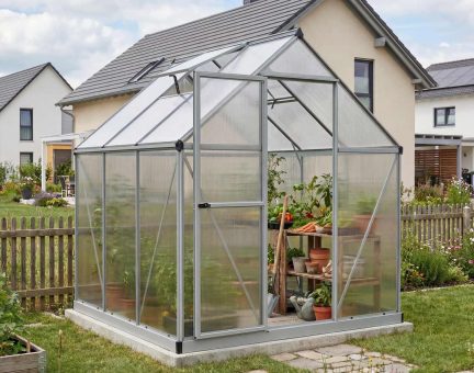 Mythos Gewächshaus 185x186 cm - Silber Aluminiumrahmen mit Polycarbonatplatten